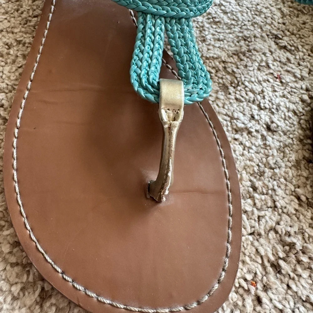 SO Braided Teal and Gold Sandals
